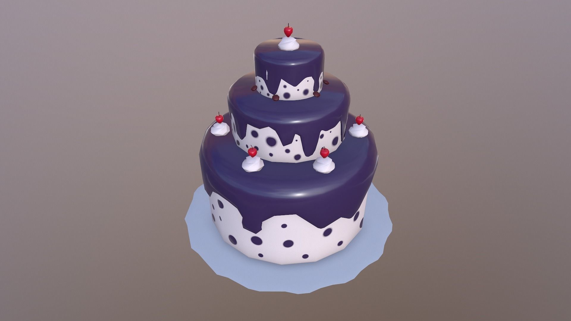 Low Poly Cake birthday Free low-poly 3D model_9