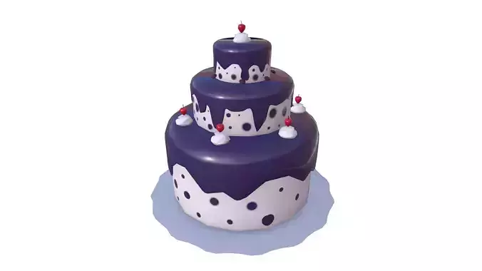 Low Poly Cake birthday Free low-poly 3D model