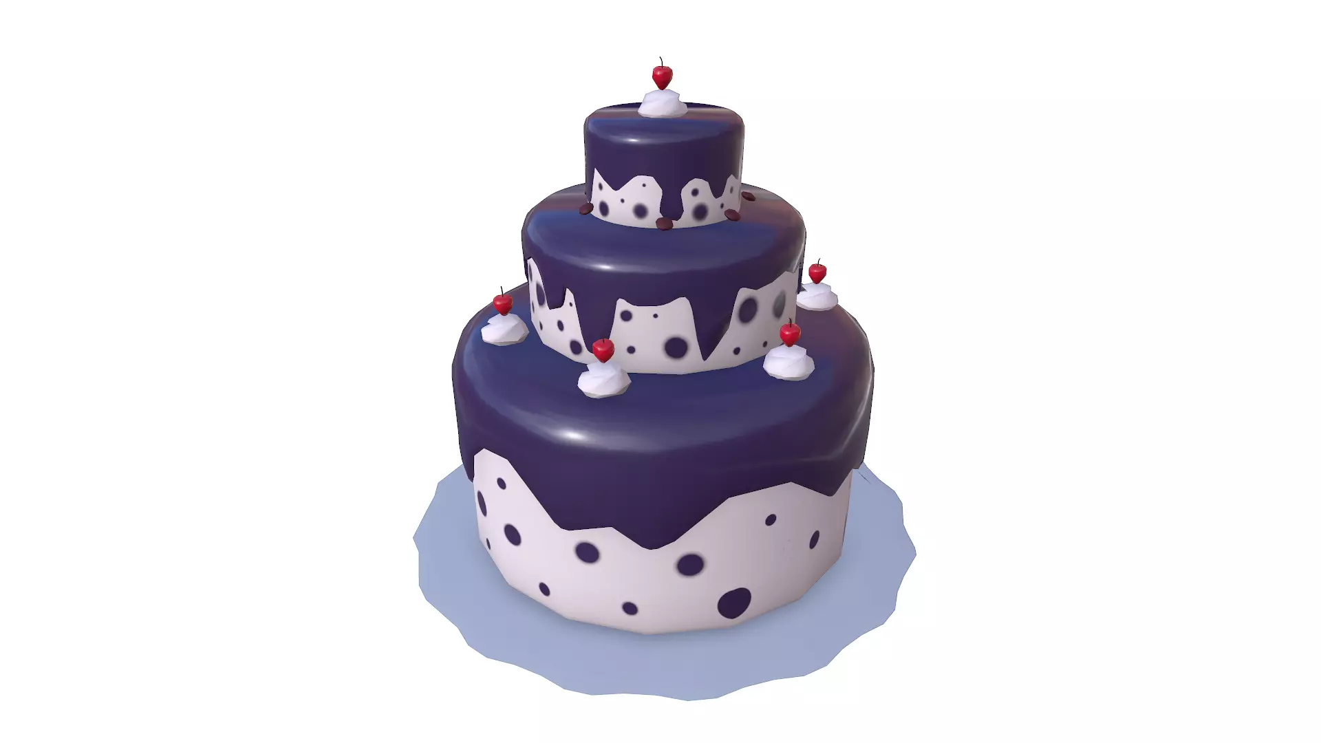Low Poly Cake birthday Free low-poly 3D model_0