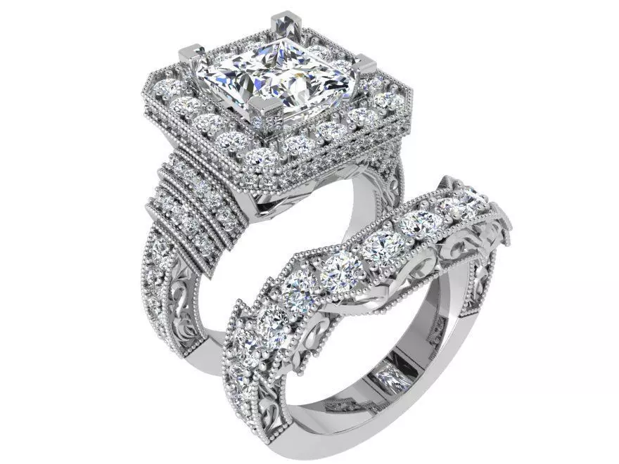 Gorgeous diamond ring with band 3528 3D print model 3D print model
