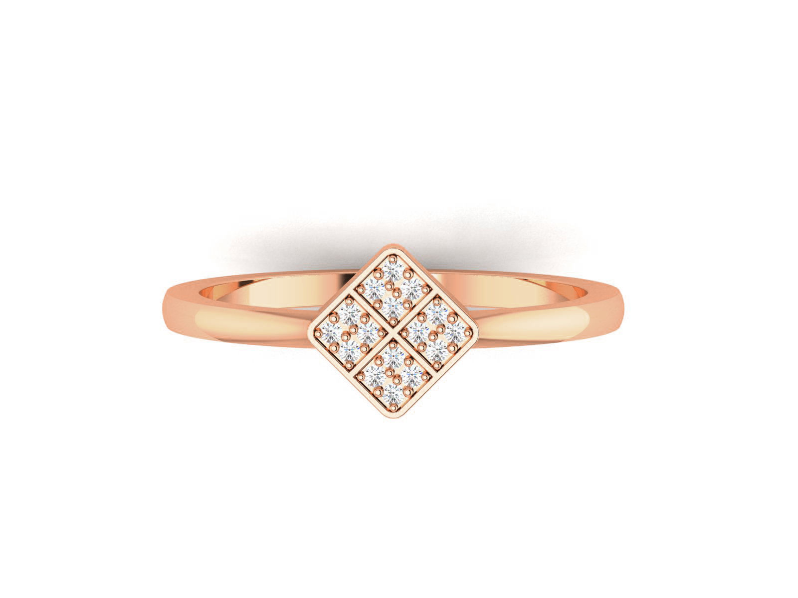 Square Ultra light wt minimalist Women Ring 3dm renders detail 3D print model_1