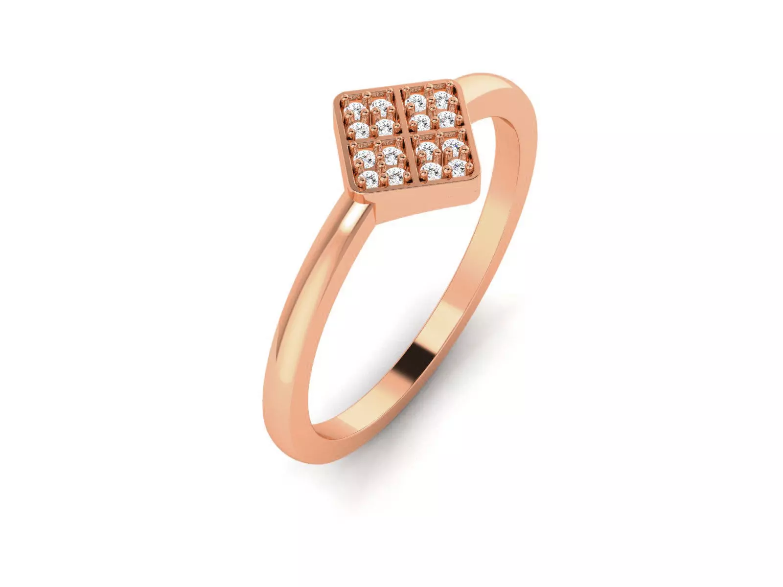 Square Ultra light wt minimalist Women Ring 3dm renders detail 3D print model_0
