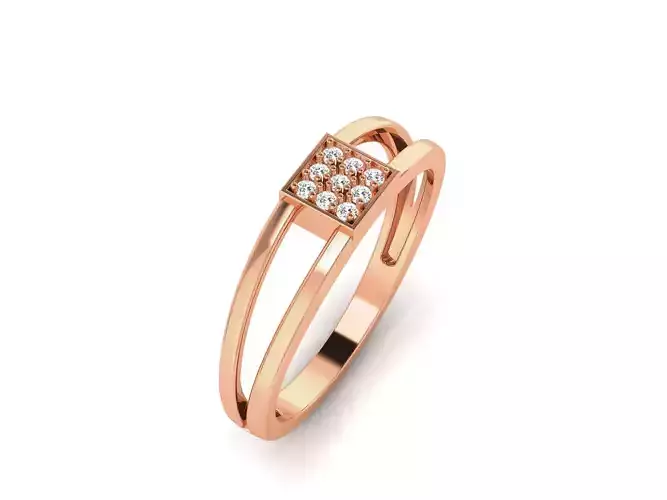Square Ultra light wt minimalist Women Ring 3dm renders detail 3D print model
