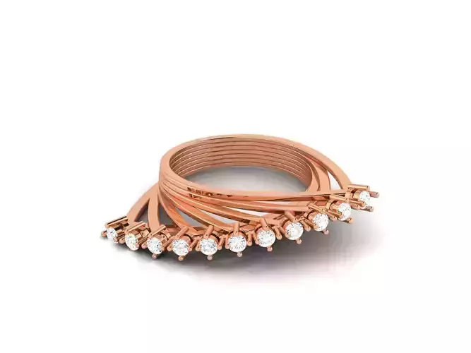 Multilayer Women Diamond Ring 3dm render details