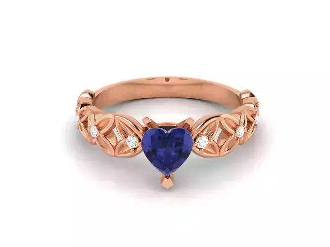 Heart High End Cocktail Ring 3dm renders details