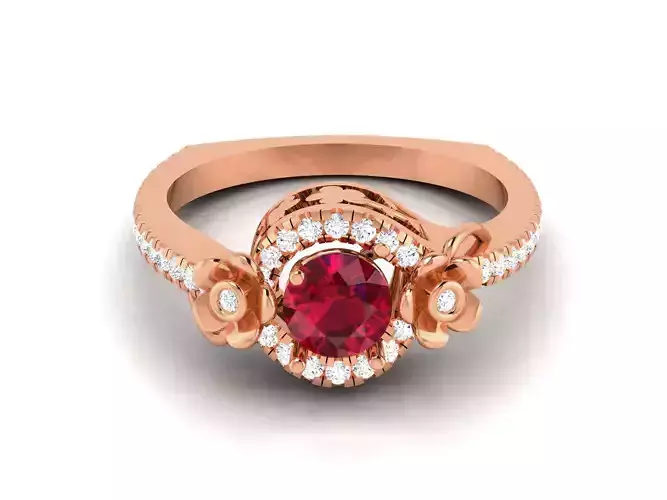 Ruby High End Cocktail Ring 3dm renders details