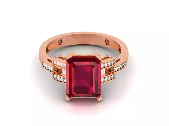 Ruby High End Cocktail Ring 3dm renders details
