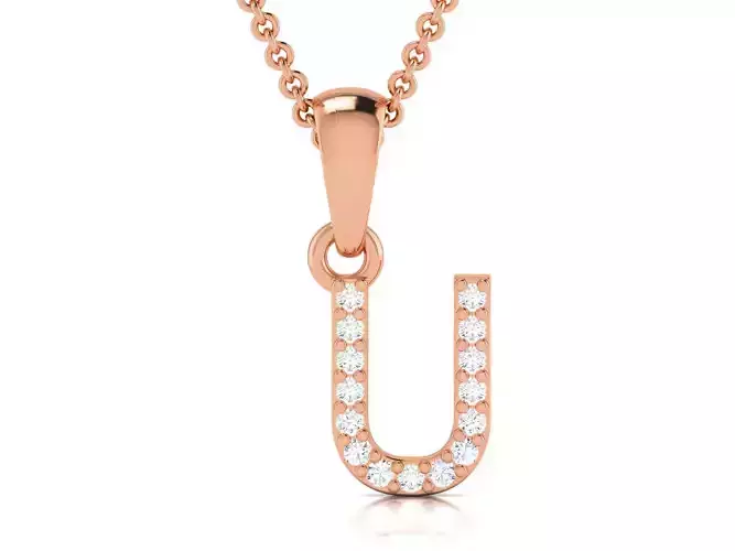 Alphabet - U Diamond Charms Pendant 3dm render Detail  3D print model