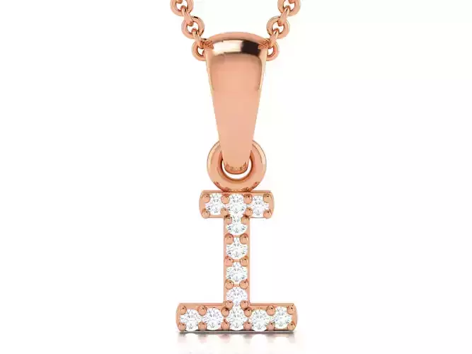 Alphabet - I Diamond Charms Pendant 3dm render Detail  3D print model