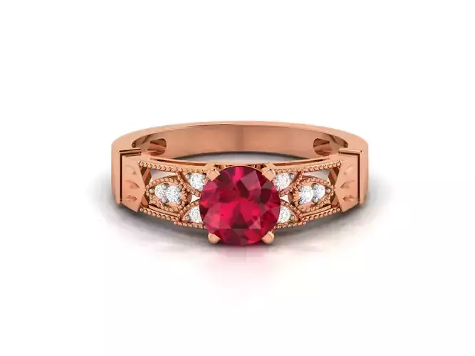 Ruby High End Cocktail Ring 3dm renders details