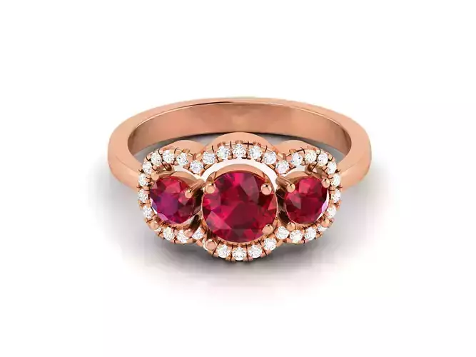 Ruby High End Cocktail Ring 3dm renders details