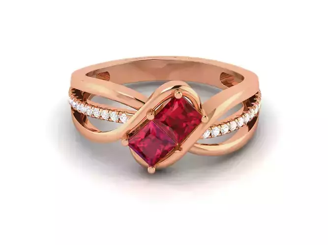 Ruby High End Cocktail Ring 3dm renders details