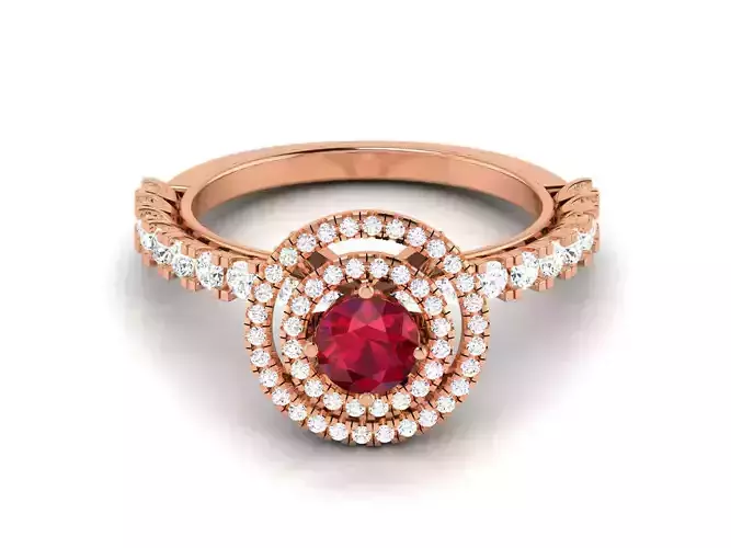 Ruby High End Cocktail Ring 3dm renders details