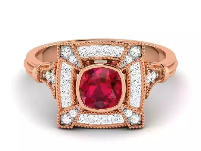 Ruby High End Cocktail Ring 3dm renders details