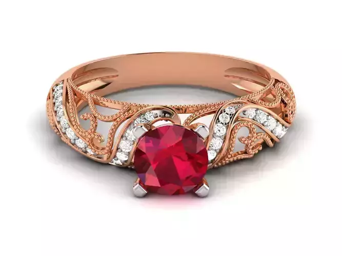 Ruby High End Cocktail Ring 3dm renders details