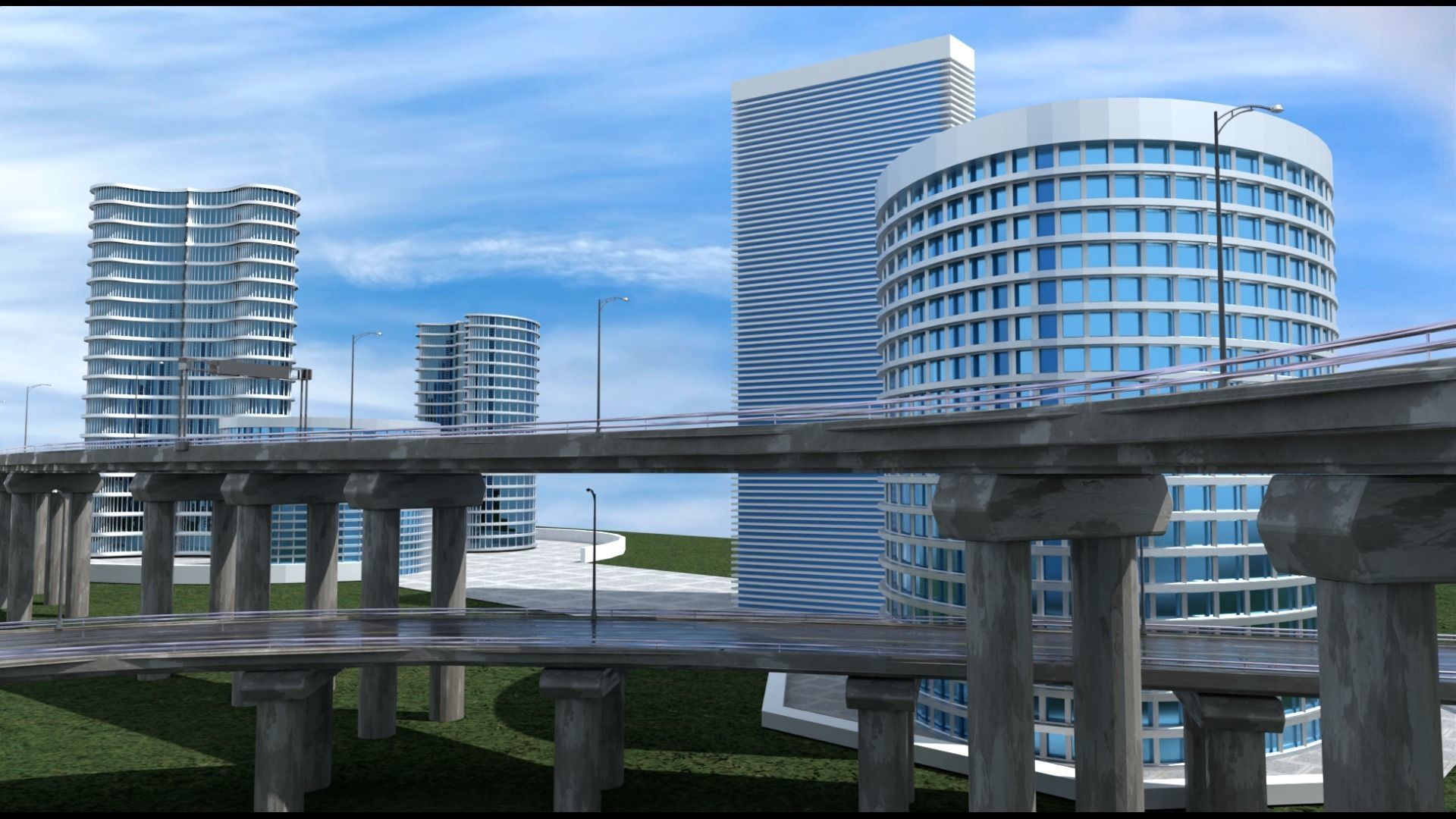Freeway Highway in Bridge City 3D model_23