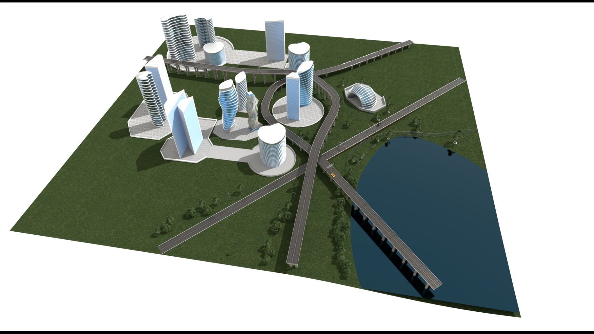 Freeway Highway in Bridge City 3D model_28