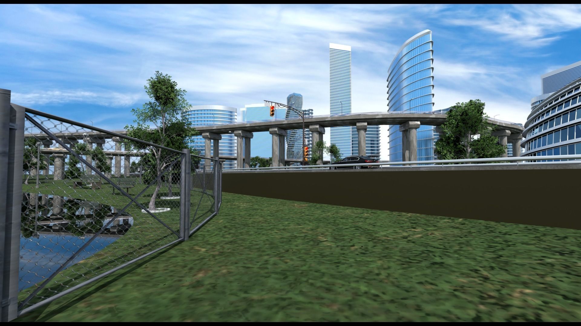 Freeway Highway in Bridge City 3D model_27
