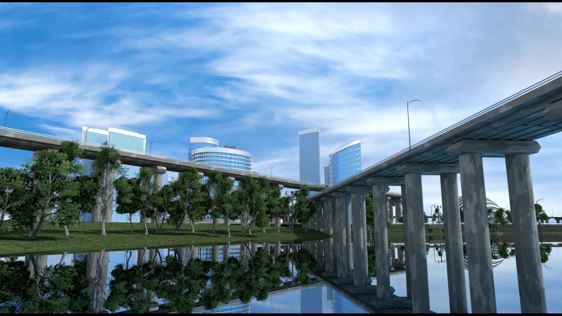 Freeway Highway in Bridge City 3D model_17