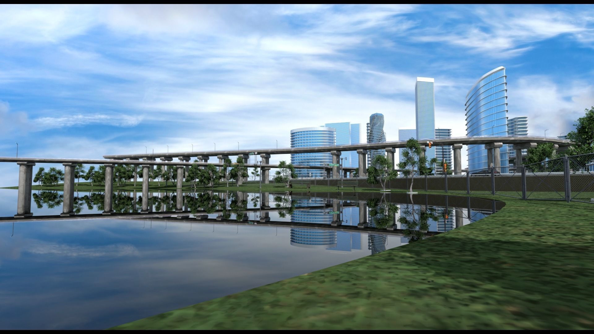 Freeway Highway in Bridge City 3D model_15