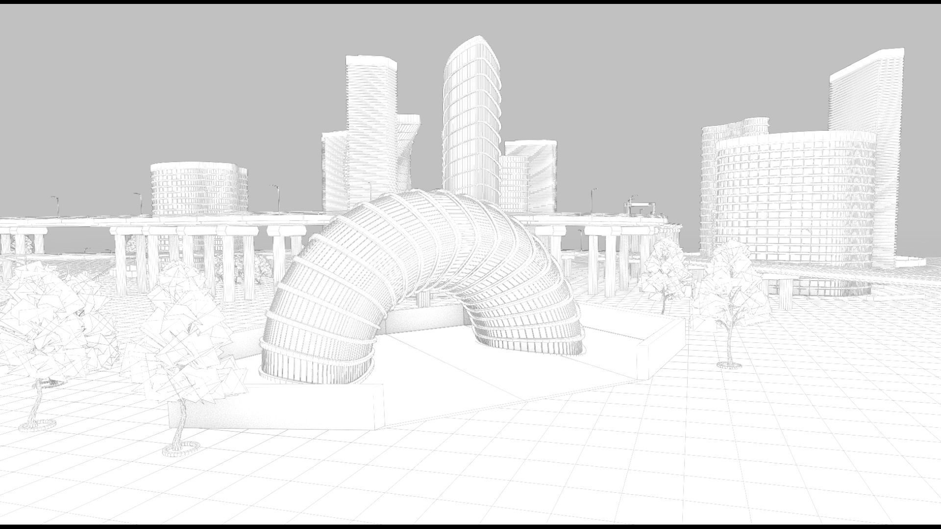 Freeway Highway in Bridge City 3D model_12