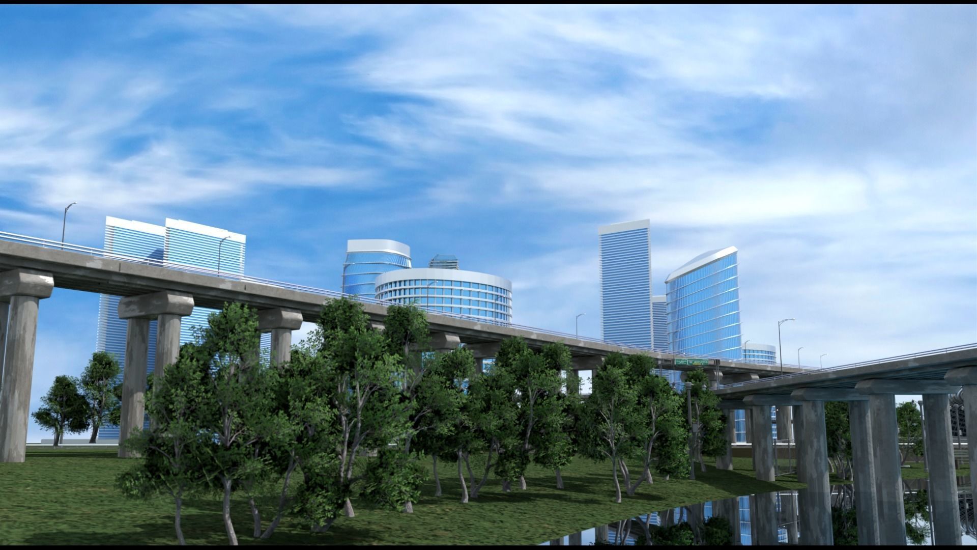 Freeway Highway in Bridge City 3D model_26