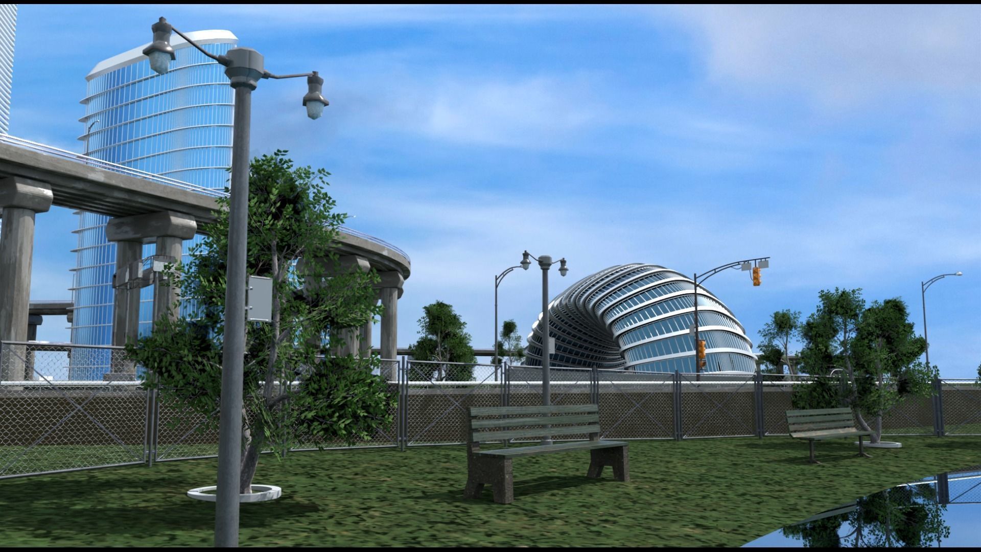 Freeway Highway in Bridge City 3D model_33