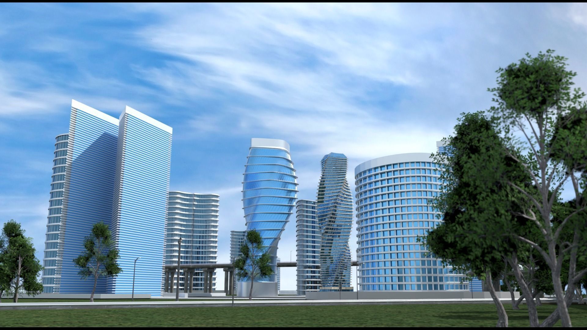 Freeway Highway in Bridge City 3D model_6