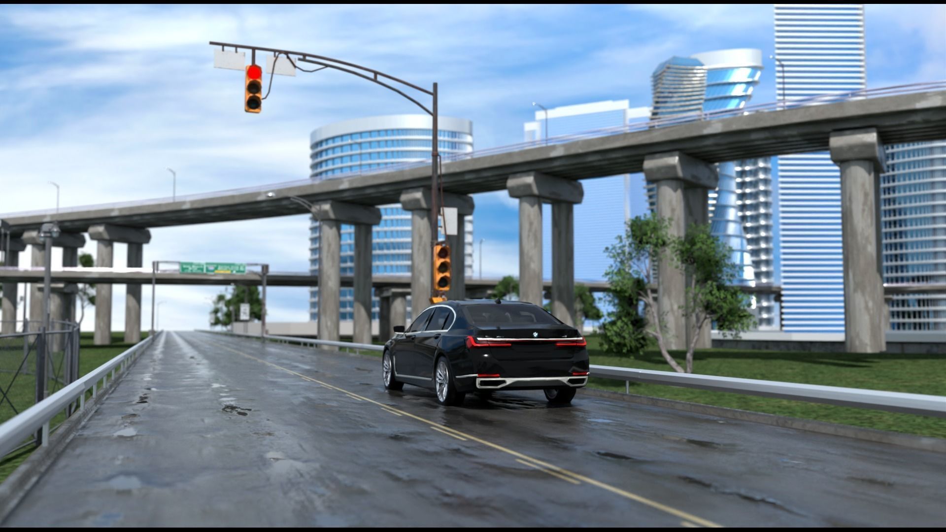 Freeway Highway in Bridge City 3D model_21