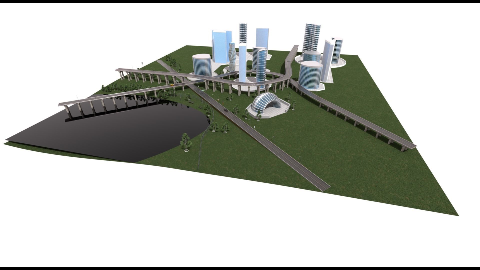 Freeway Highway in Bridge City 3D model_29