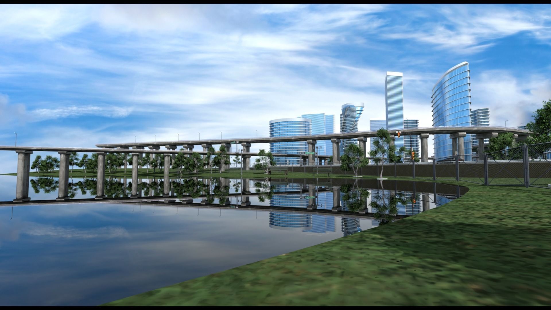 Freeway Highway in Bridge City 3D model_7