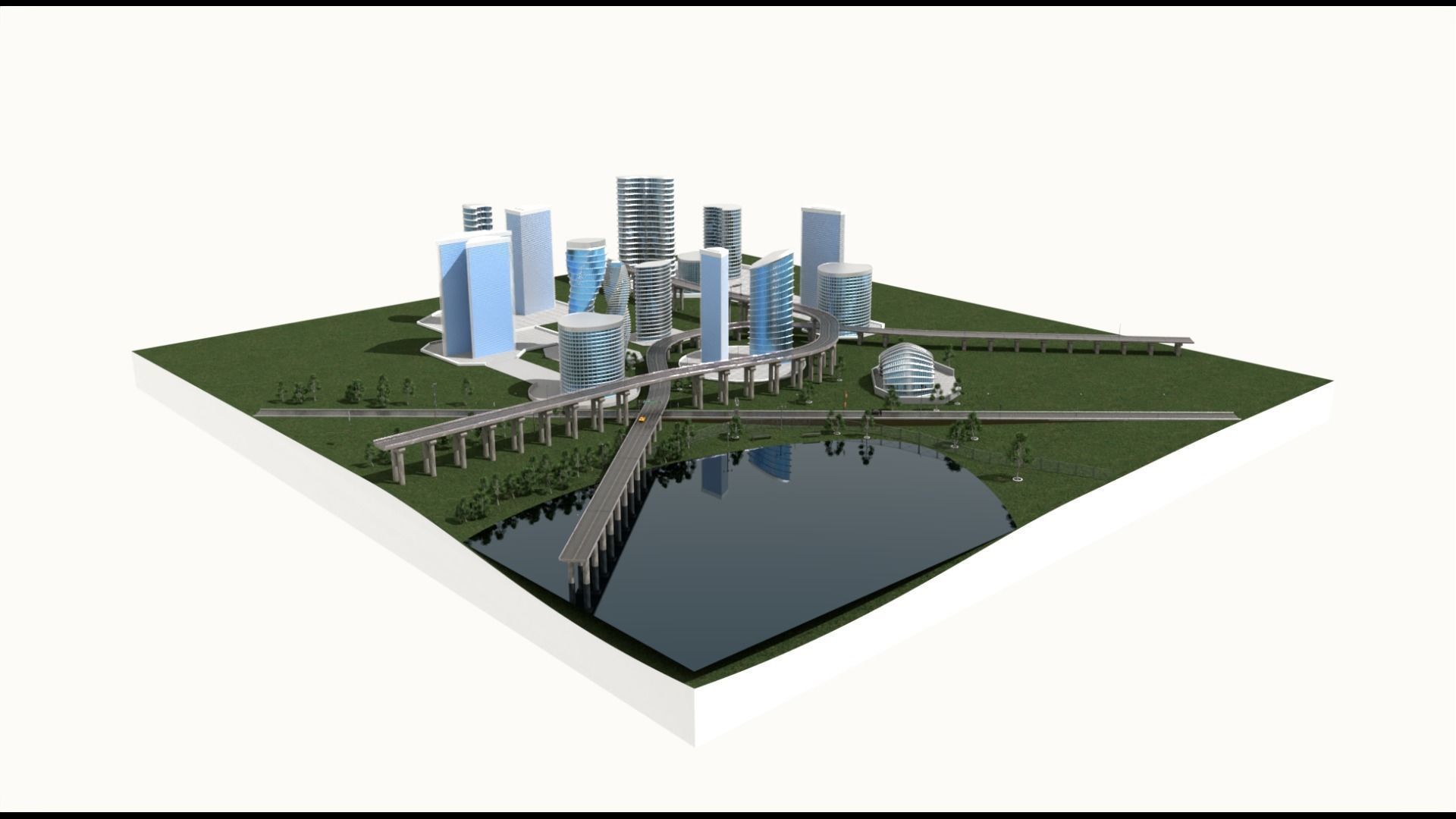 Freeway Highway in Bridge City 3D model_3