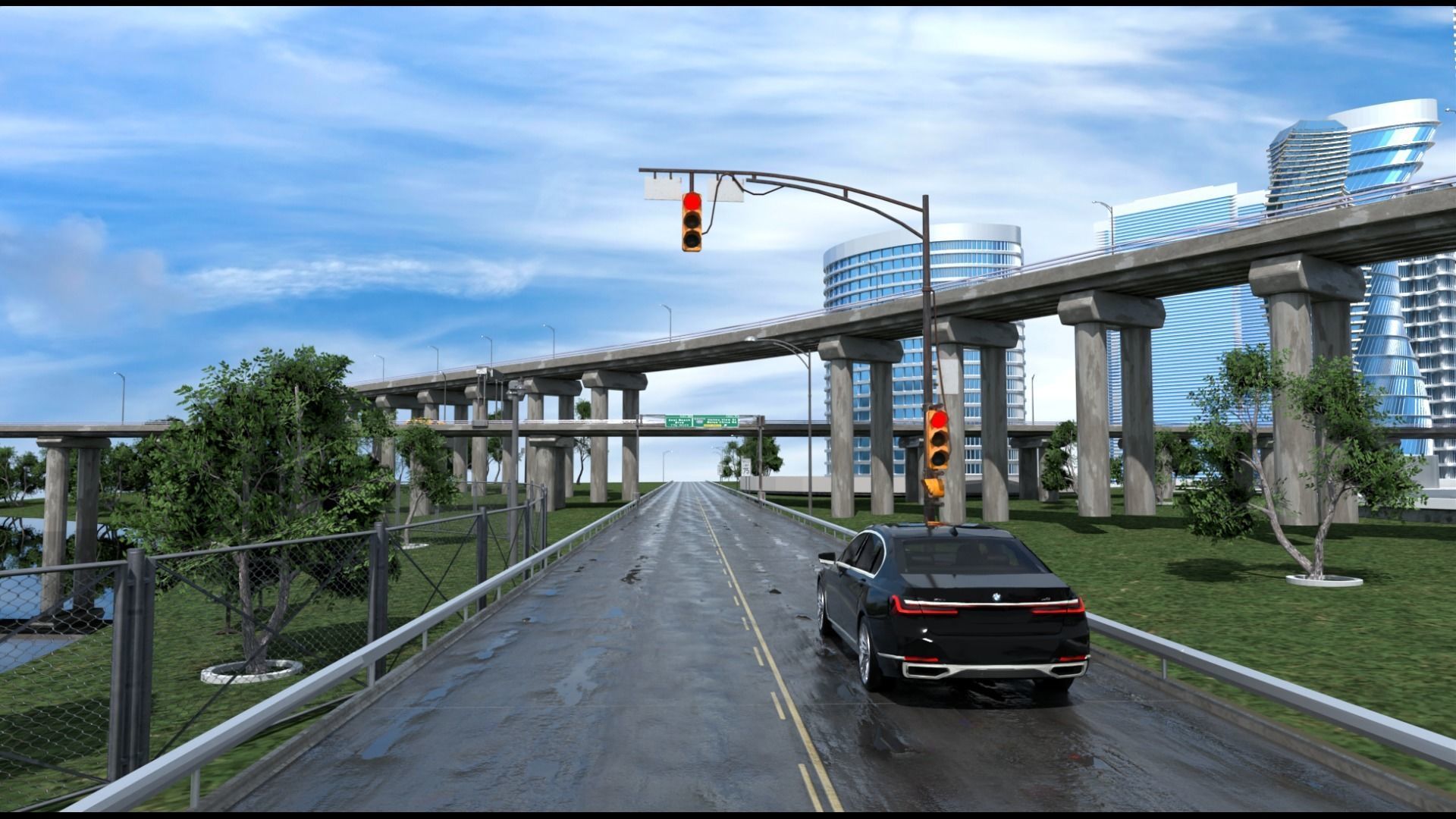 Freeway Highway in Bridge City 3D model_2