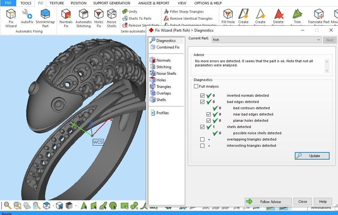 Carp fish ring with diamonds 3D print model_10