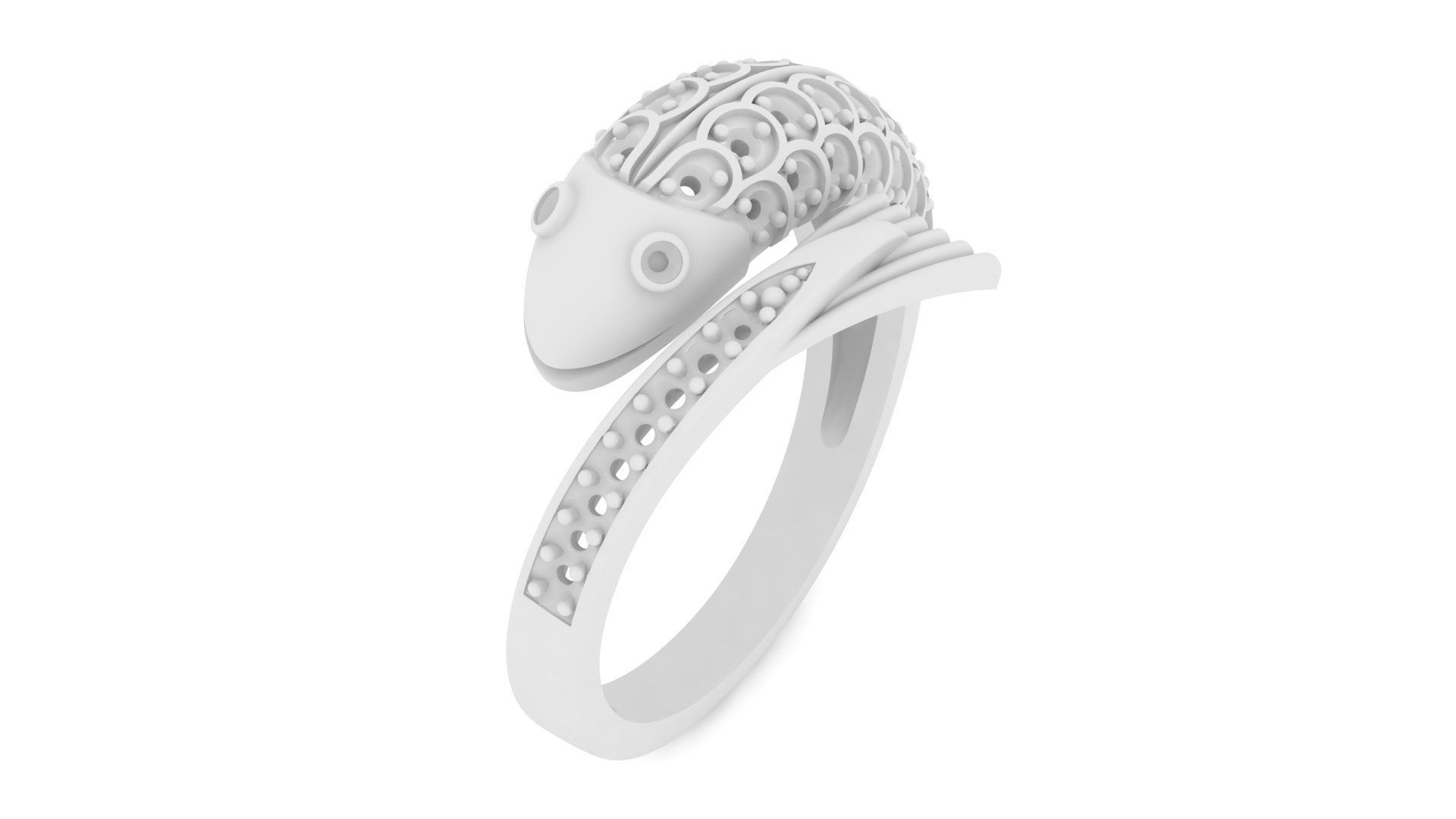 Carp fish ring with diamonds 3D print model_11