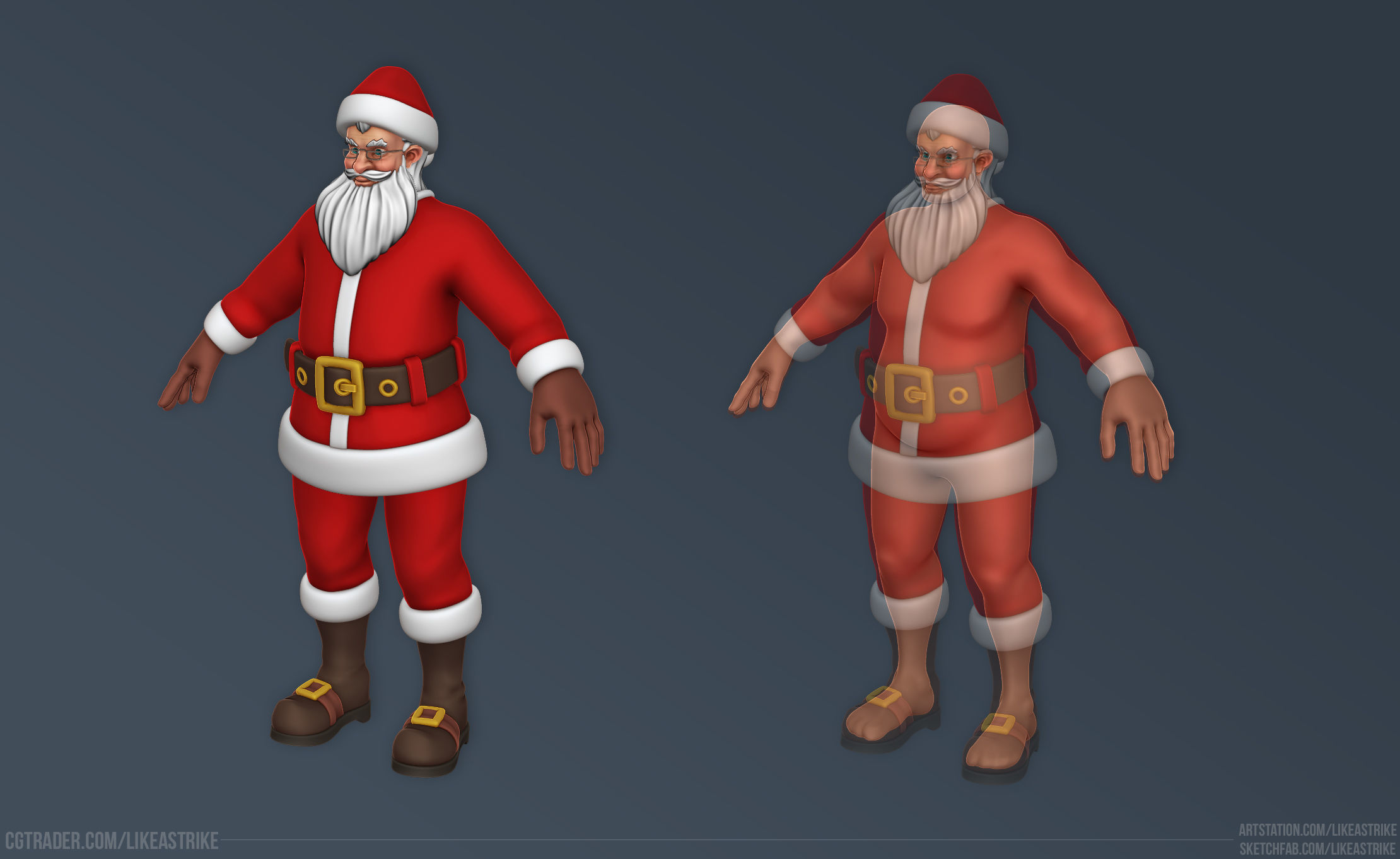 Santa Claus - Low-poly Low-poly 3D model_6