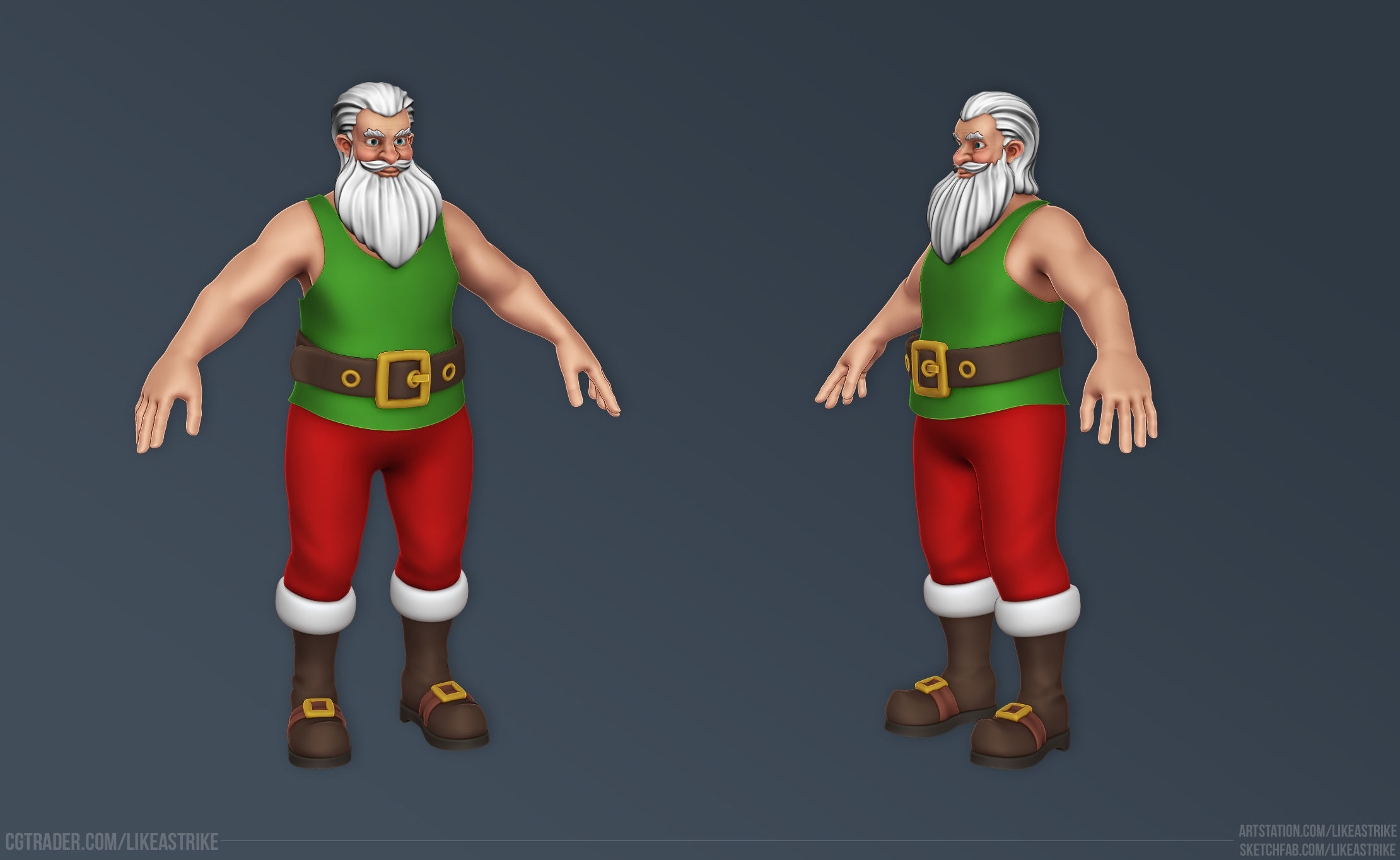 Santa Claus - Low-poly Low-poly 3D model_2