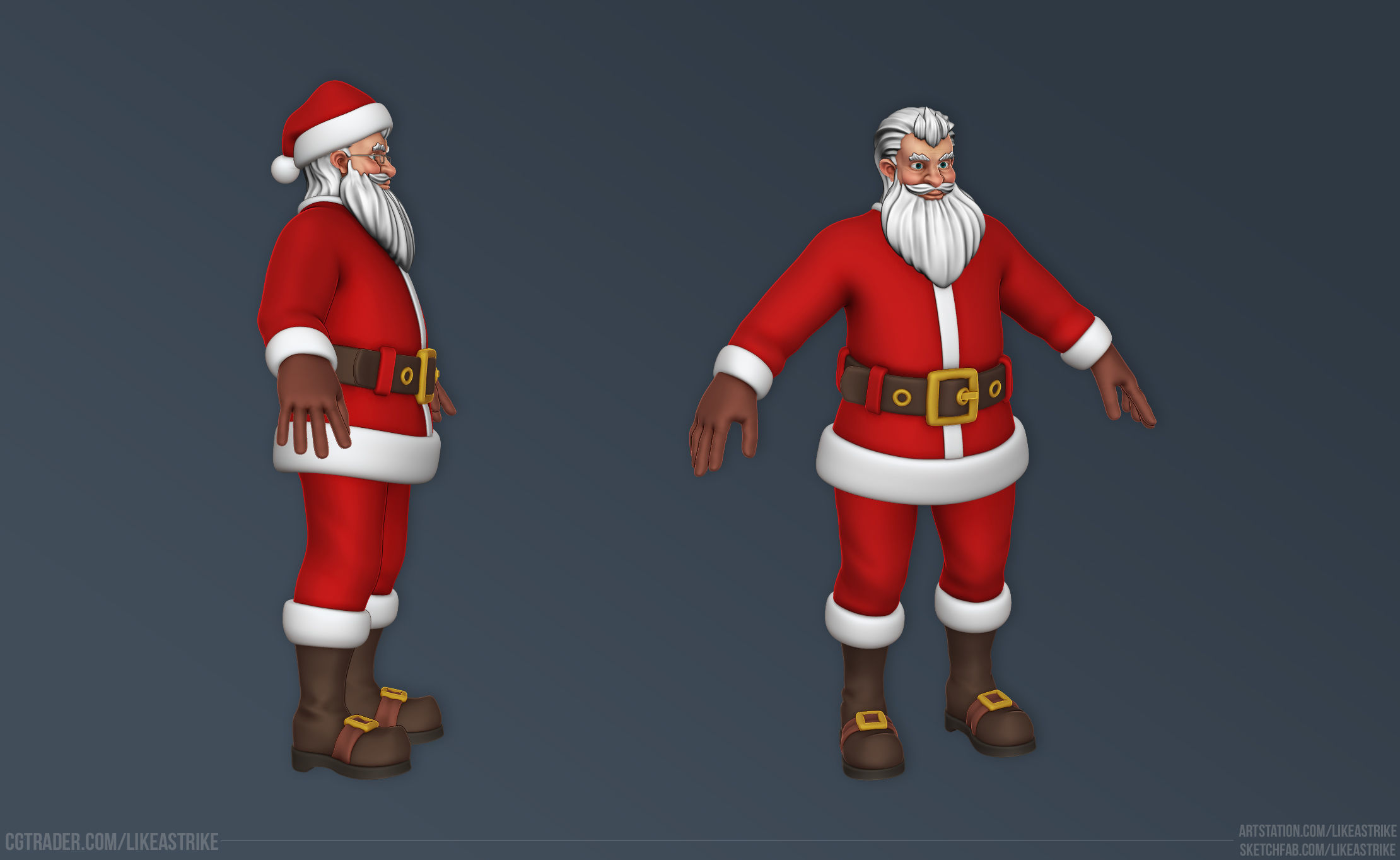 Santa Claus - Low-poly Low-poly 3D model_5