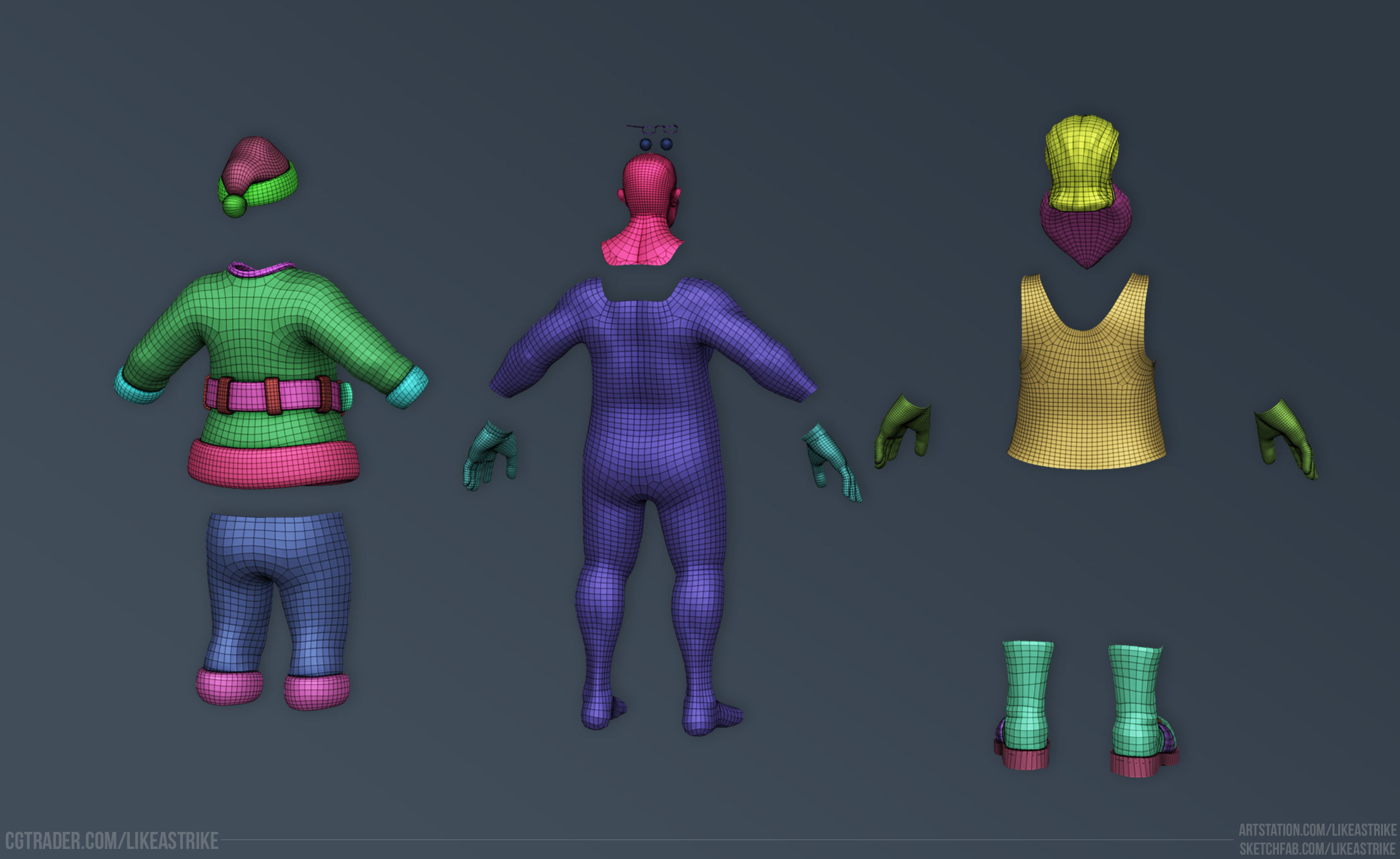 Santa Claus - Low-poly Low-poly 3D model_7