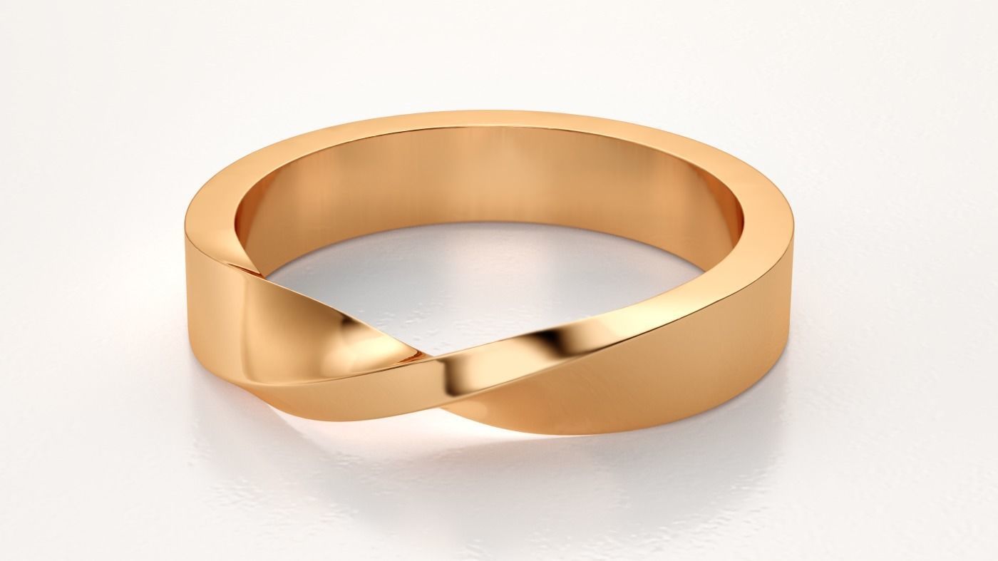 Mobius ring 4mm 3D print model_5