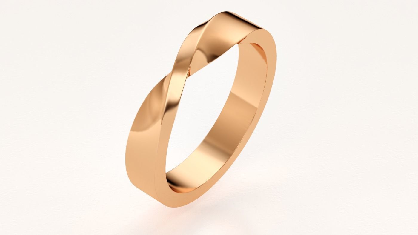 Mobius ring 4mm 3D print model_6