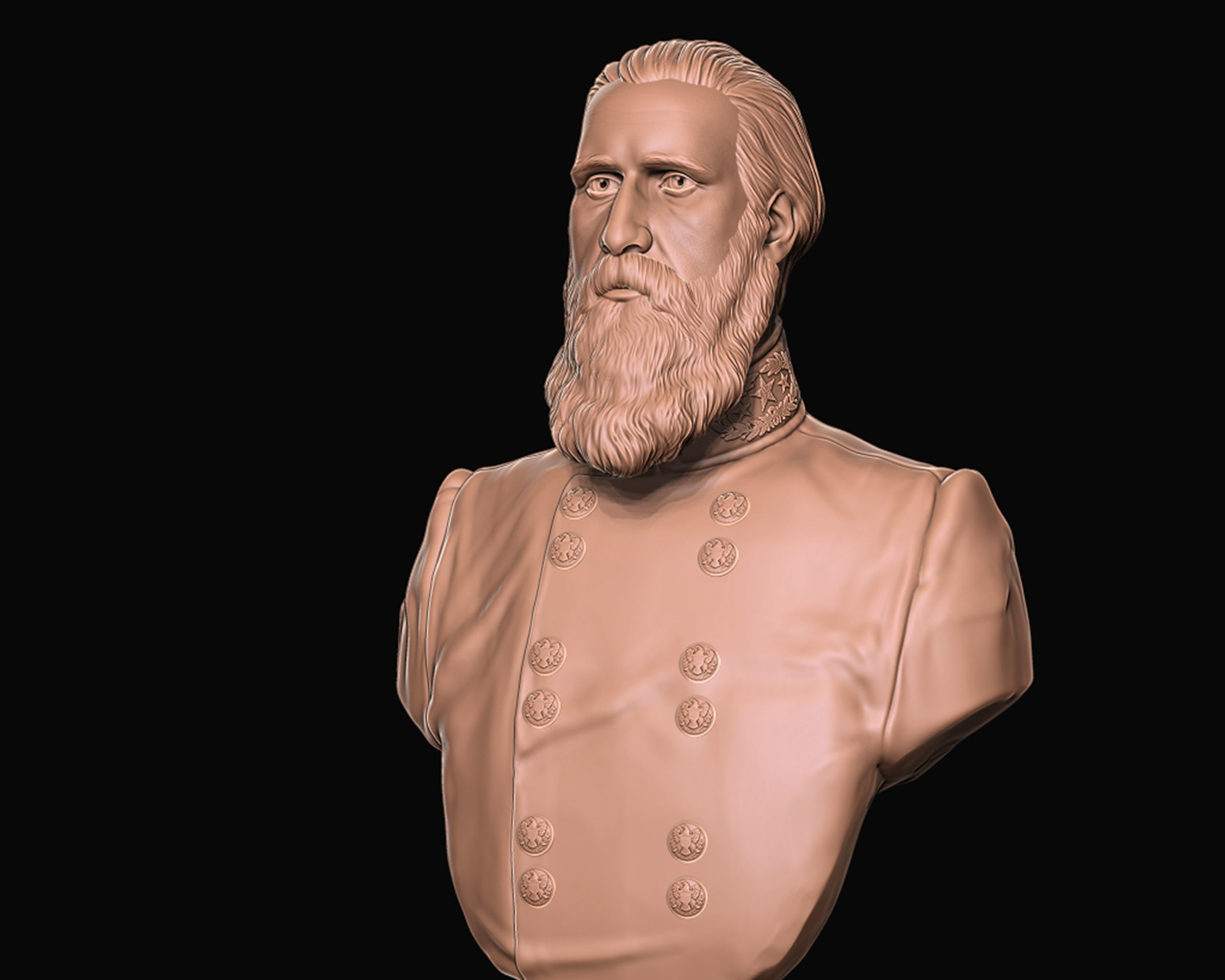 John Bell Hood bust sculpture 3D print model_3