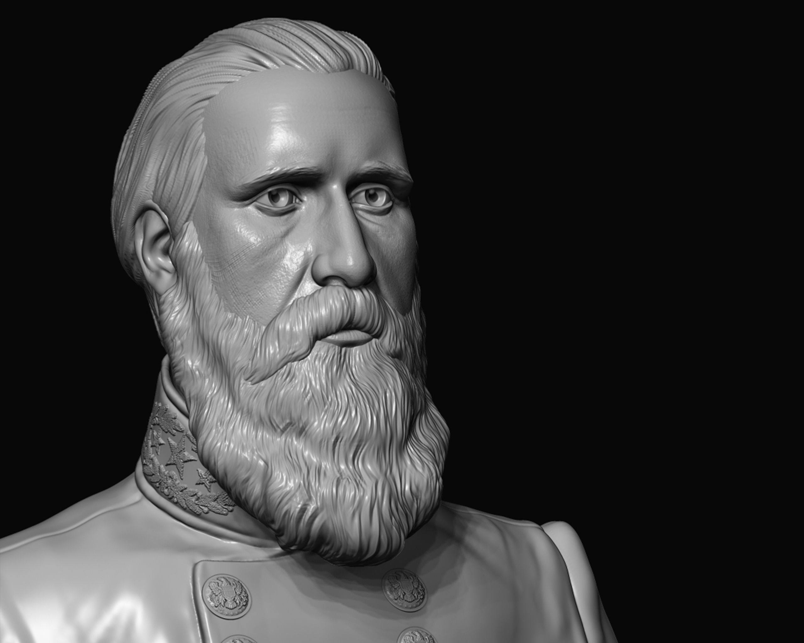 John Bell Hood bust sculpture 3D print model_7