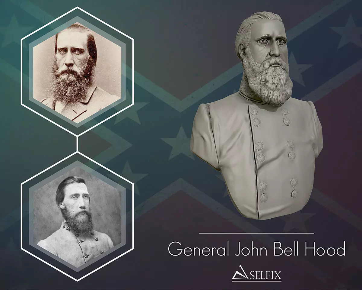 John Bell Hood bust sculpture 3D print model_0