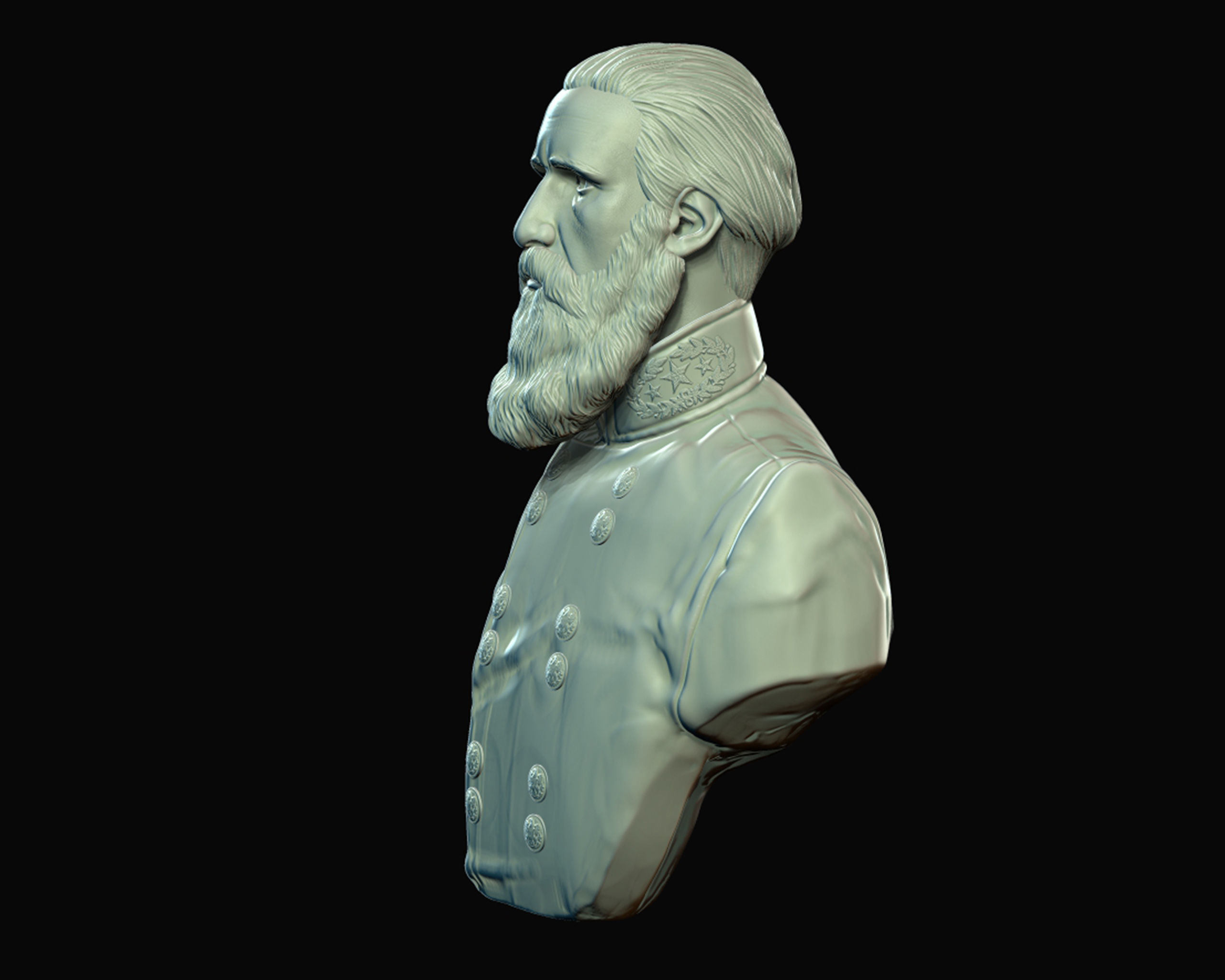 John Bell Hood bust sculpture 3D print model_12