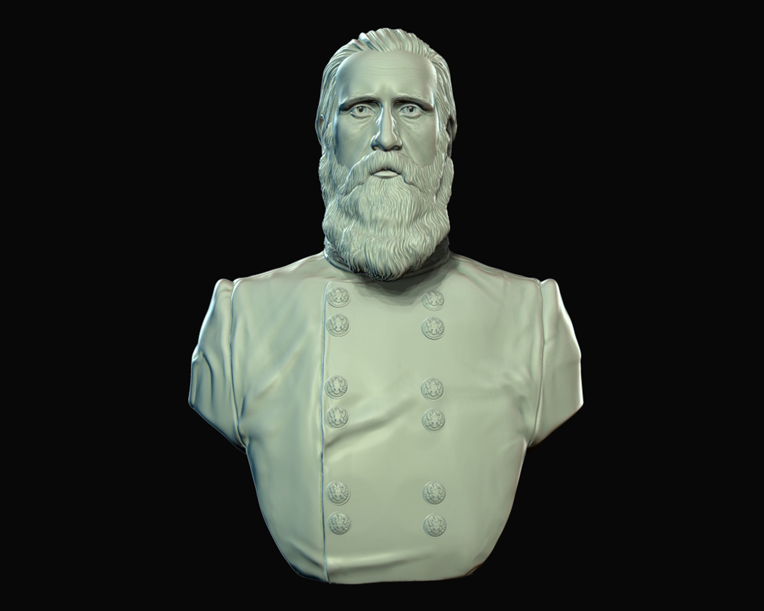 John Bell Hood bust sculpture 3D print model_9