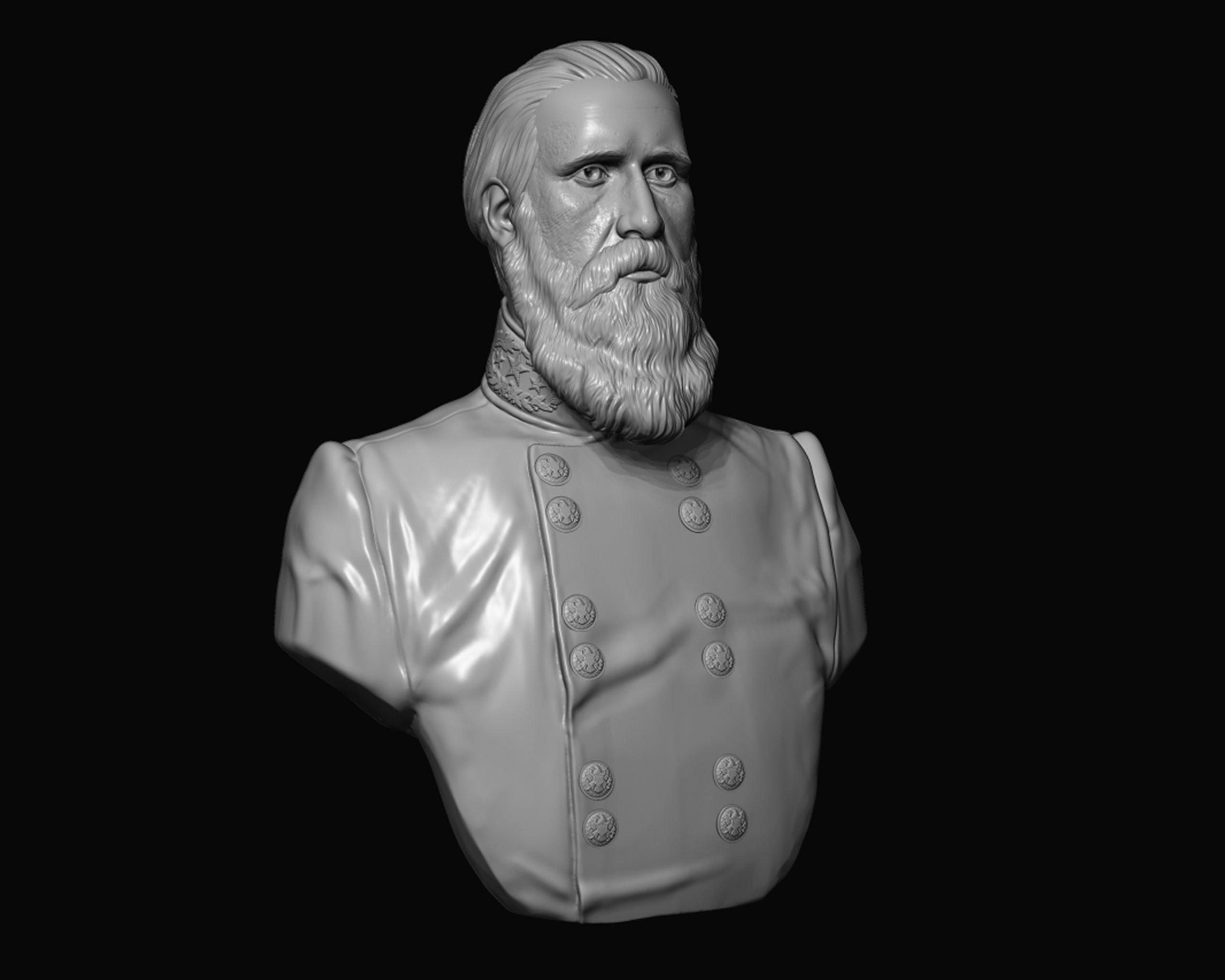 John Bell Hood bust sculpture 3D print model_8
