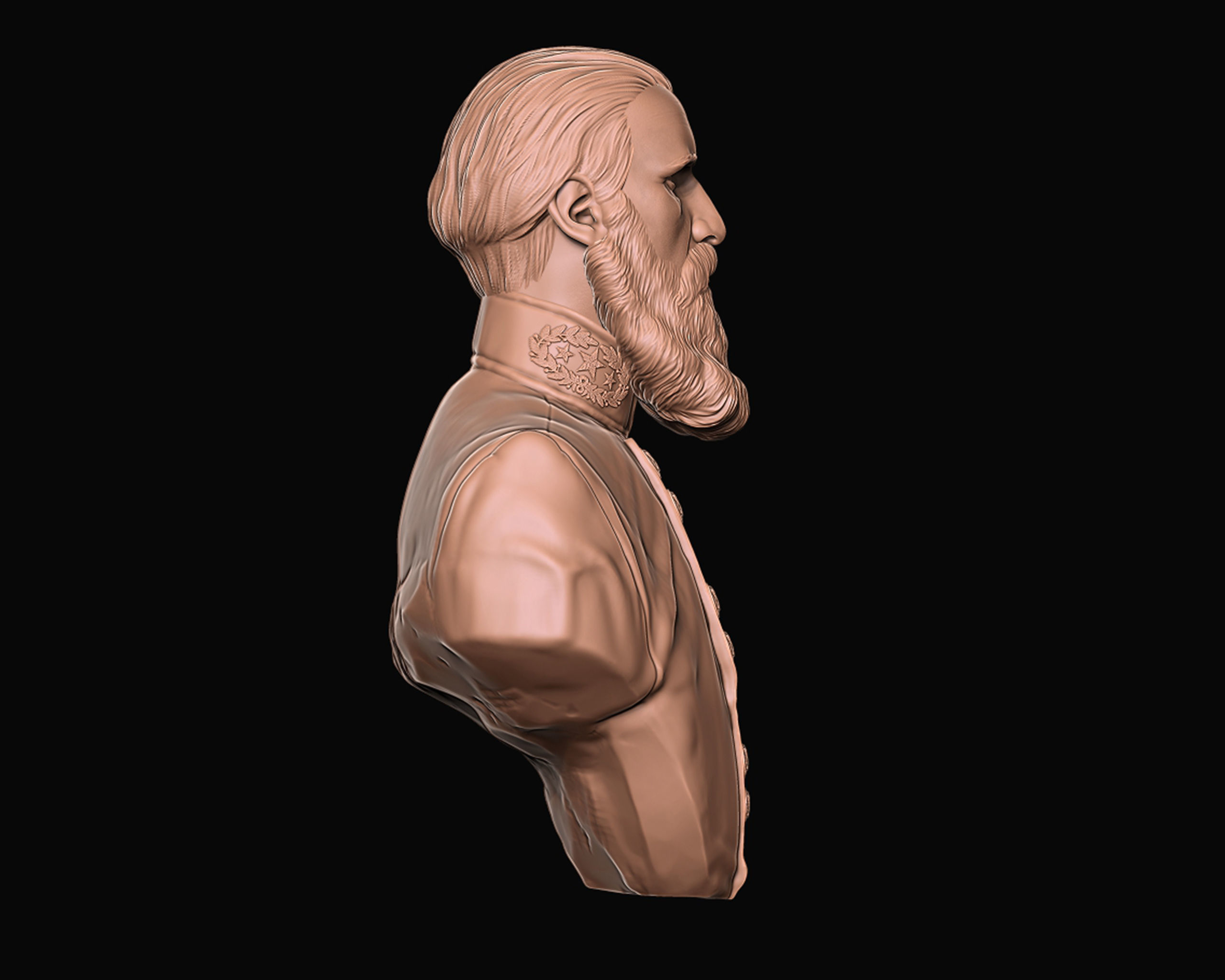 John Bell Hood bust sculpture 3D print model_6