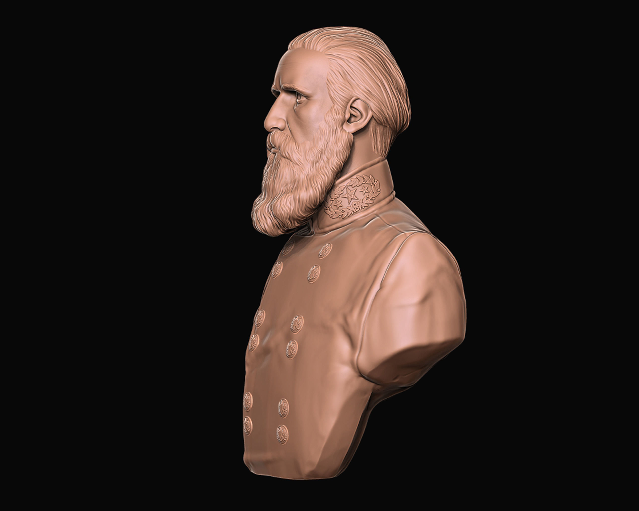 John Bell Hood bust sculpture 3D print model_5