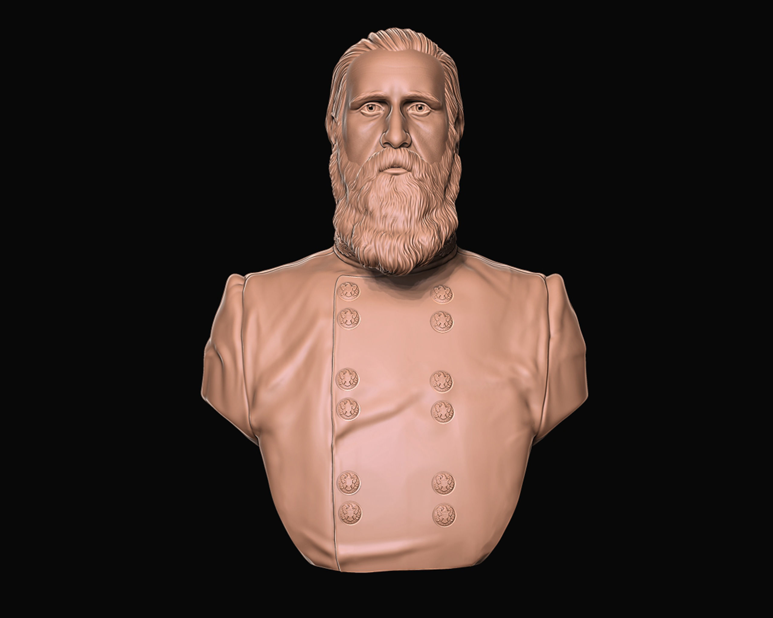 John Bell Hood bust sculpture 3D print model_2